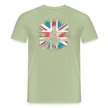 Rameur avec drapeau britannique - T-shirt homme - vert sauge - Devant - AI Model Male 178 light (178cm)