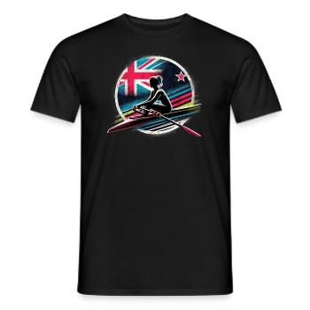 Neuseeländischer Fahnenruder-Männchen-Sculling-Pat - Männer T-Shirt - Schwarz - Vorne - AI Model Male 178 light (178cm)