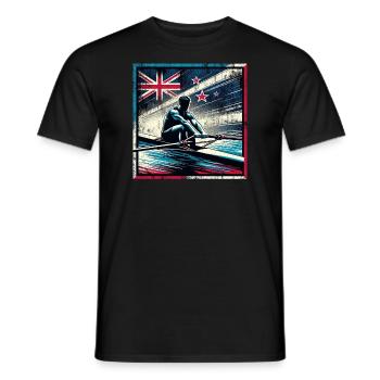 Neuseeländischer Fahnenruder-Männchen-Sculling-Pat - Männer T-Shirt - Schwarz - Vorne - AI Model Male 178 light (178cm)