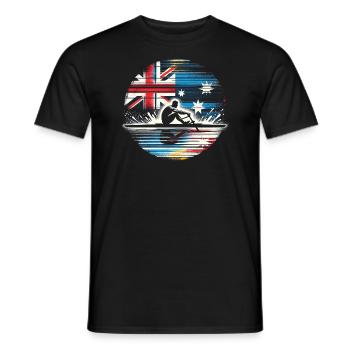 Australia Flag Rowing Male Sculling Patriot Lover - Men's T-Shirt - black - Front - AI Model Male 178 light (178cm)