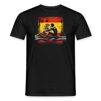 Drapeau de l’Espagne aviron Mâle Crâne patriote - T-shirt homme - noir - Devant - AI Model Male 178 light (178cm)