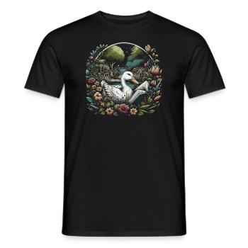 Livre de lecture de canard – Paysage marin de pleine lune - T-shirt homme - noir - Devant - AI Model Male 178 light (178cm)