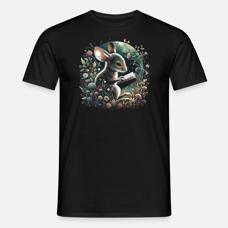 Maus-lesebuch – Vollmond-seelandschaft - Männer T-Shirt - Schwarz