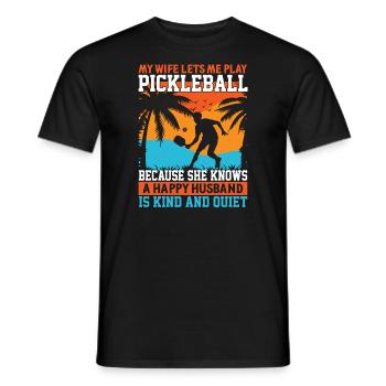 Pickleball Player Husband Loves - Men's T-Shirt - black - Front - AI Model Male 178 light (178cm)