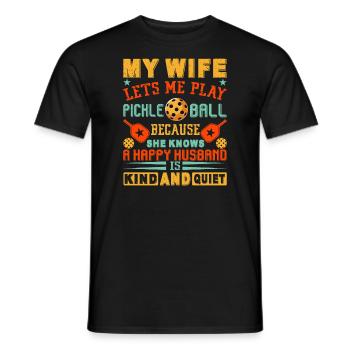 Pickleball Player Husband Loves - Men's T-Shirt - black - Front - AI Model Male 178 light (178cm)