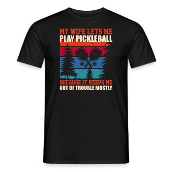 Husband Pickleball Plays Lover Wife Beklei - Men's T-Shirt - black - Front - AI Model Male 178 light (178cm)