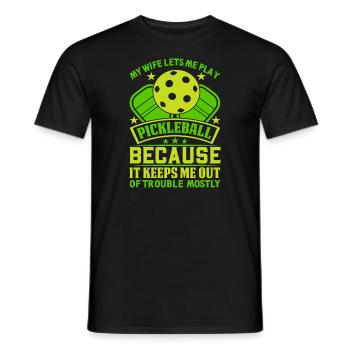 Husband Pickleball Plays Lover Wife Beklei - Men's T-Shirt - black - Front - AI Model Male 178 light (178cm)