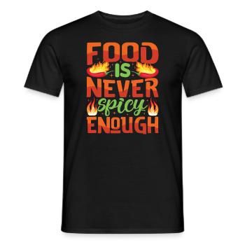 Looks hot – girl with hot chili and - Men's T-Shirt - black - Front - AI Model Male 178 light (178cm)