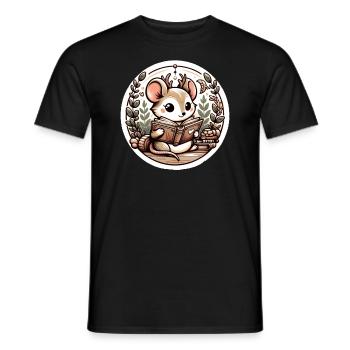 Mouse Wilderness Book Reading Adventure - Men's T-Shirt - black - Front - AI Model Male 178 light (178cm)