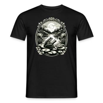 Frog Wilderness Book Reading Full Moon Lake - Men's T-Shirt - black - Front - AI Model Male 178 light (178cm)