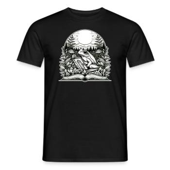 Frog Wilderness Book Reading Full Moon Lake - Men's T-Shirt - black - Front - AI Model Male 178 light (178cm)