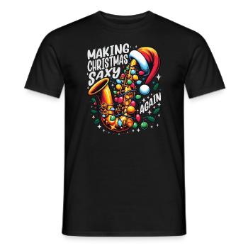 Vêtements de groupe de jazz musicien de saxophone de Noël - T-shirt homme - noir - Devant - AI Model Male 178 light (178cm)