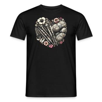 Häkeln Crochet Crocheter Yarn Cool Heart - Men's T-Shirt - black - Front - AI Model Male 178 light (178cm)