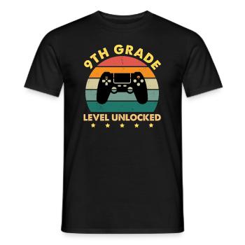 9th Grade Level Unlocked Vintage Sunset - Männer T-Shirt - Schwarz - Vorne - AI Model Male 178 light (178cm)