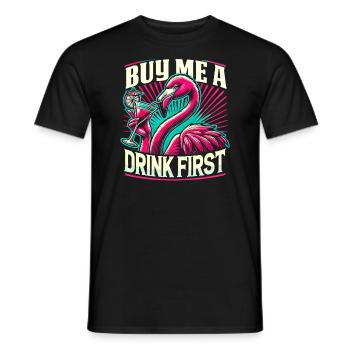 Pink Flamingo Cocktail Drink Summer By The Sea - Men's T-Shirt - black - Front - AI Model Male 178 light (178cm)