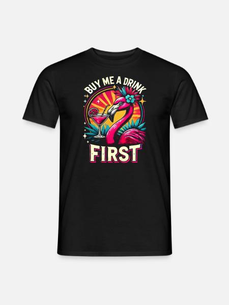 Rosa Flamingo-sommeroutfit Für Getränkeliebhaber - T-shirt herr - svart