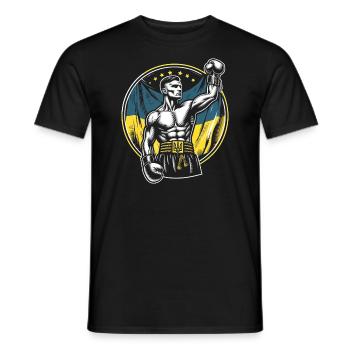 Boxeur ukrainien Boxeur patriotique - T-shirt homme - noir - Devant - AI Model Male 178 light (178cm)