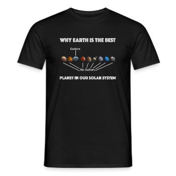 Pourquoi la Terre est la meilleure planète | Guitare - T-shirt homme - noir - Devant - AI Model Male 178 light (178cm)