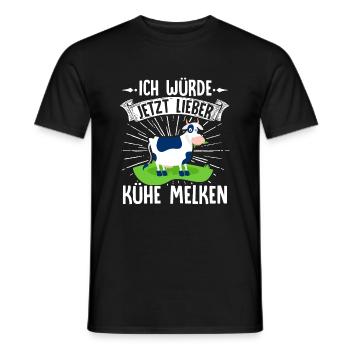 Ich Würde Jetzt Lieber Meine Kühe Melken Geschenk - Männer T-Shirt - Schwarz - Vorne - AI Model Male 178 light (178cm)