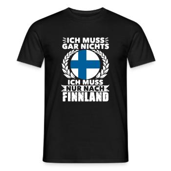 Ich Muss Gar Nichts Ich Muss Nur Nach Finnland - Männer T-Shirt - Schwarz - Vorne - AI Model Male 178 light (178cm)
