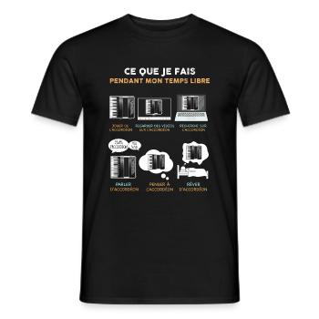Idée cadeau accordeon humour temps libre - T-shirt homme - noir - Devant - AI Model Male 178 light (178cm)
