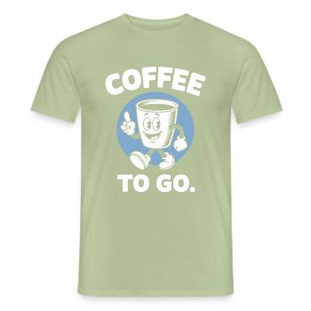 Kaffee zum Mitnehmen Illustration Retro Vintage - Männer T-Shirt - Sage - Vorne - AI Model Male 178 light (178cm)