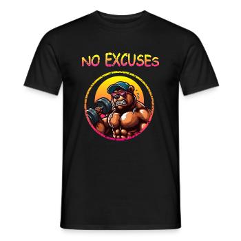 Gym Bär no excuses Bodybuilder Kraftsportler Sport - Männer T-Shirt - Schwarz - Vorne - AI Model Male 178 light (178cm)