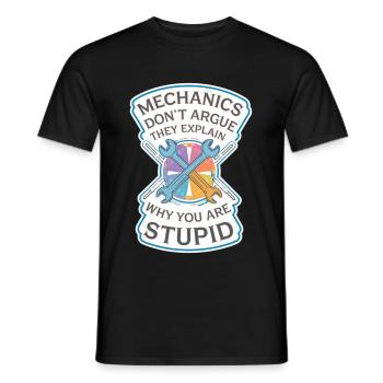 Mechanics Explain Why You Are Stupid 8 - Männer T-Shirt - Schwarz - Vorne - AI Model Male 178 light (178cm)