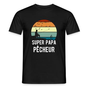 Super papa pêcheur cadeau pêcheur - T-shirt homme - noir - Devant - AI Model Male 178 light (178cm)