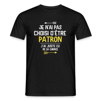 Patron - Cadeau - Drôle - Métier - Chance - Boss - T-shirt homme - noir - Devant - AI Model Male 178 light (178cm)