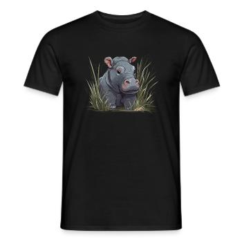 Bébé Hippopotame Hippopotame Veau Hippopotame Afrique - T-shirt homme - noir - Devant - AI Model Male 178 light (178cm)