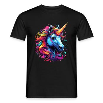 Einhorn bunt Regenbogen Pony süß - Männer T-Shirt - Schwarz - Vorne - AI Model Male 178 light (178cm)