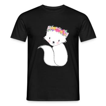 Kleiner süßer Fuchs mit Blumen - Männer T-Shirt - Schwarz - Vorne - AI Model Male 178 light (178cm)