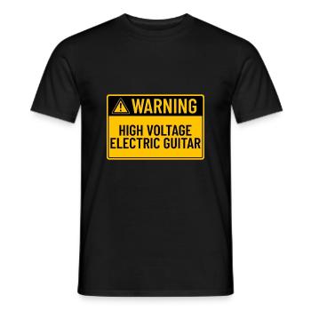 Avertissement : Guitare électrique haute tension - T-shirt homme - noir - Devant - AI Model Male 178 light (178cm)