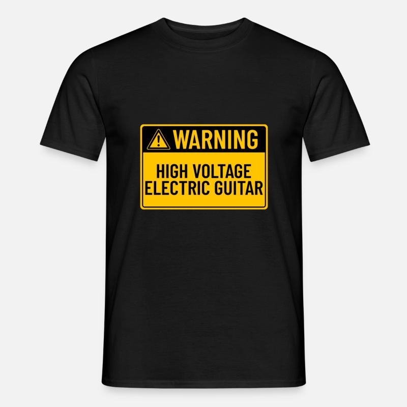 Warnung: Hochspannungs-E-Gitarre - Männer T-Shirt - Schwarz