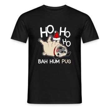 Funny Pug Christmas T shirt - Men's T-Shirt - black - Front - AI Model Male 178 light (178cm)