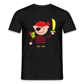 Little Pirate with parrot - Men's T-Shirt - black - Front - AI Model Male 178 light (178cm)