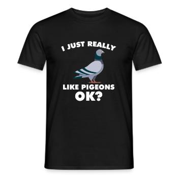 J'aime vraiment les pigeons, d'accord? Pigeons - T-shirt homme - noir - Devant - AI Model Male 178 light (178cm)