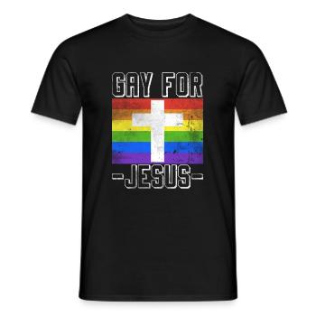 Gay Pour Jésus LGBT Drapeau Foi - T-shirt homme - noir - Devant - AI Model Male 178 light (178cm)