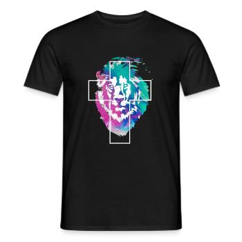 Lion Croix Jésus Dieu Don - T-shirt homme - noir - Devant - AI Model Male 178 light (178cm)