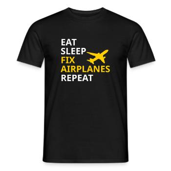 Eat Sleep Fix Airplanes Repeat Flugzeug Bauer - Männer T-Shirt - Schwarz - Vorne - AI Model Male 178 light (178cm)