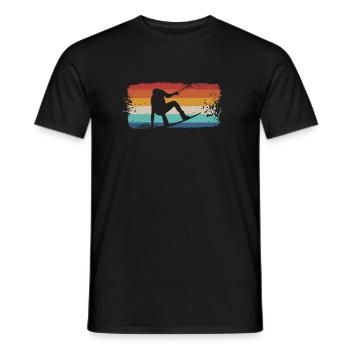 Vintage Retro Wakeboarding Shirt Wakeboarder - Männer T-Shirt - Schwarz - Vorne - AI Model Male 178 light (178cm)