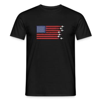 USA Flagge Amerika Fahne Flugzeug - Männer T-Shirt - Schwarz - Vorne - AI Model Male 178 light (178cm)
