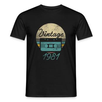 Cassette vintage 1981 Cadeau 40e anniversaire - T-shirt homme - noir - Devant - AI Model Male 178 light (178cm)