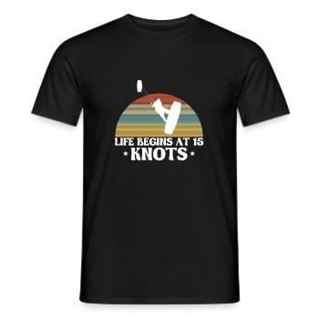 Life Begins At 15 Knots Kite Board Surfer Shirt - Men's T-Shirt - black - Front - AI Model Male 178 light (178cm)
