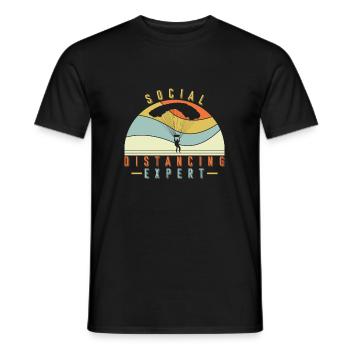 Parachute parachutiste expert en distance sociale - T-shirt homme - noir - Devant - AI Model Male 178 light (178cm)