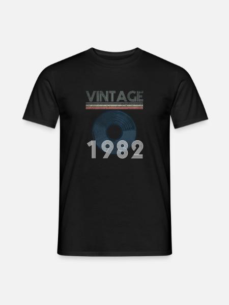 Vintage Schallplatte 1982 40. Geburtstag - Männer T-Shirt - Schwarz