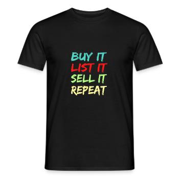 Achetez-le liste il le vendez répéter la vente de garage - T-shirt homme - noir - Devant - AI Model Male 178 light (178cm)