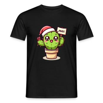 Christmas Cactus Hug, Funny for Office - Men's T-Shirt - black - Front - AI Model Male 178 light (178cm)