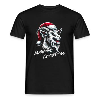 Drôle de chèvre de Noël avec chapeau de Père Noël - T-shirt homme - noir - Devant - AI Model Male 178 light (178cm)